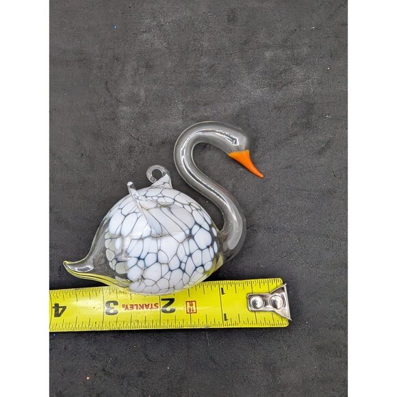 Vintage Ornament Swan Hand Blown Glass Hanging Christmas tree 4" - Picture 5 of 16